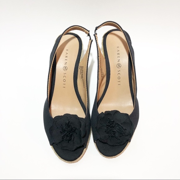 NWOT Karen Scott Dashy Black Wedges - Picture 6 of 8